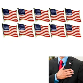 10 American Flag USA Lapel Pin Tie Tack United States Patriotic Badge Brooch New