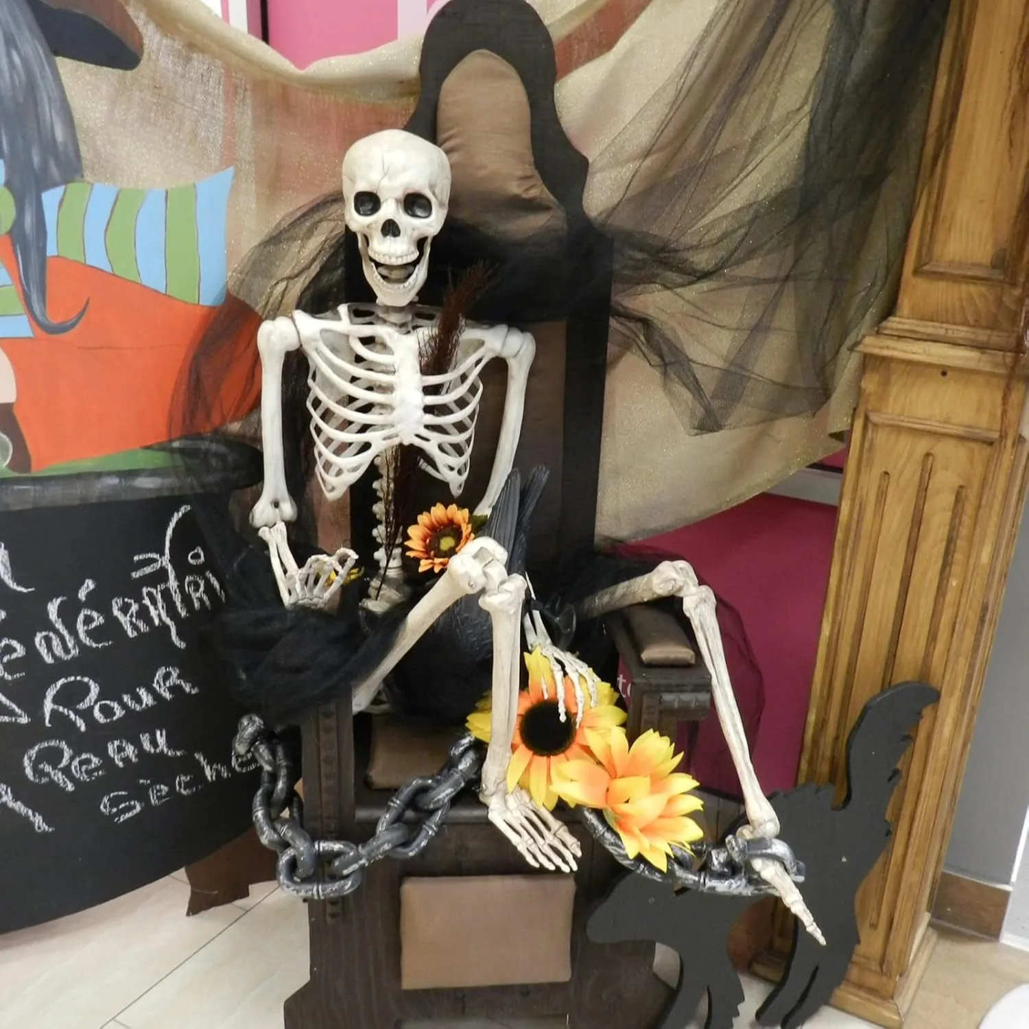 5 Pack 16" Small Skeleton Halloween Decor Full Body - Plastic Mini Skeleton Halloween Poseable Hanging Decorative - Cute Posable Joints Little Skeletons Indoor Table Decoration