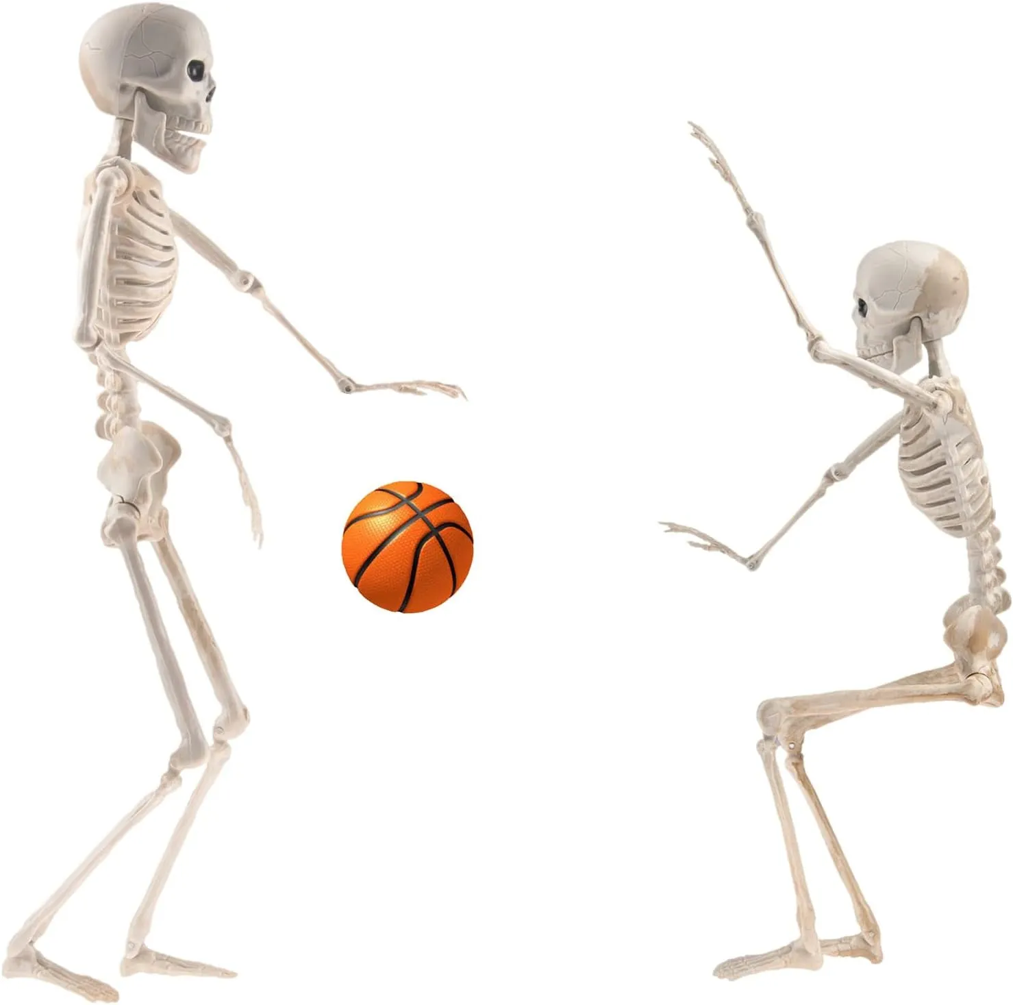 5 Pack 16" Small Skeleton Halloween Decor Full Body - Plastic Mini Skeleton Halloween Poseable Hanging Decorative - Cute Posable Joints Little Skeletons Indoor Table Decoration