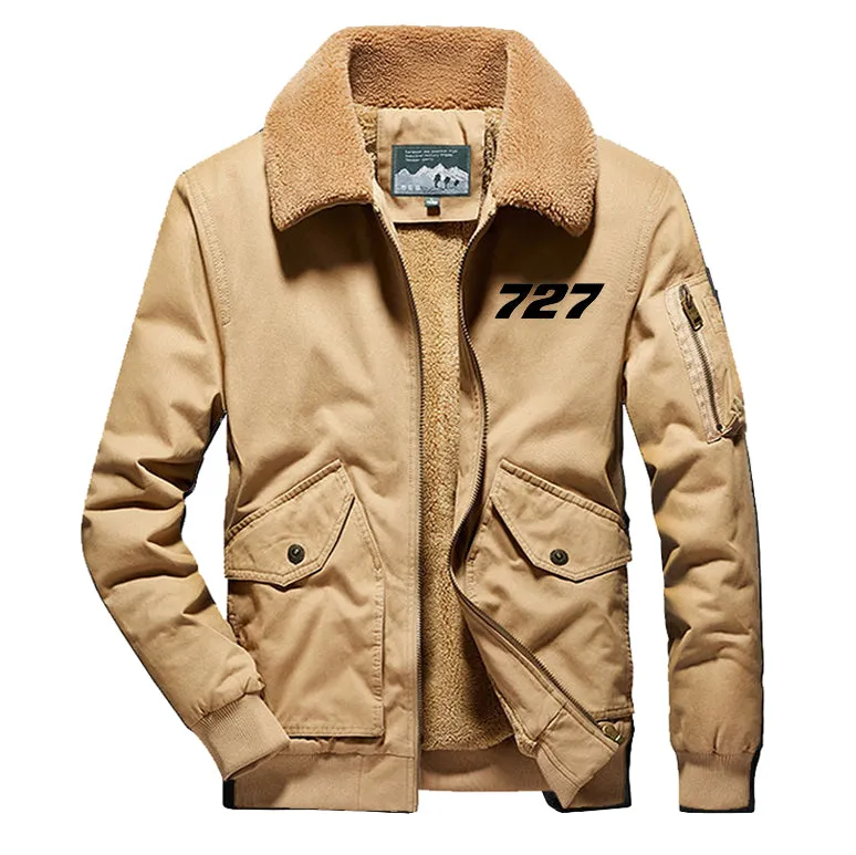 727 Flat Text Designed Thick Bomber Jackets