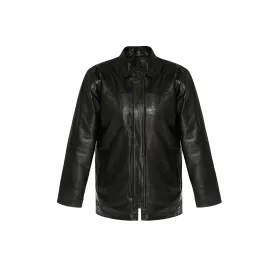 AGED LEATHER RANCH COAT - BLACK