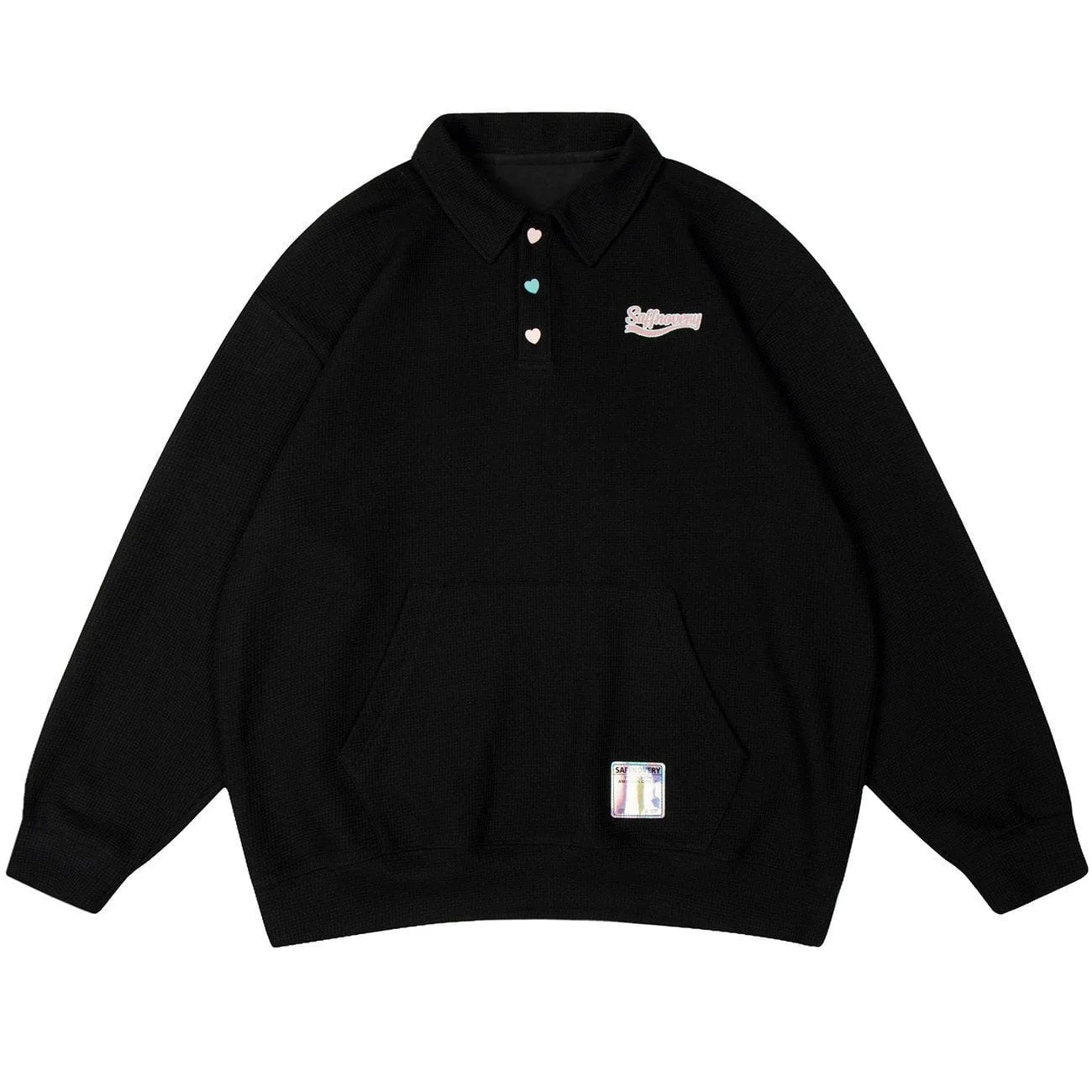 AlanBalen® - Embroidered Heart Button Lapel Sweatshirt