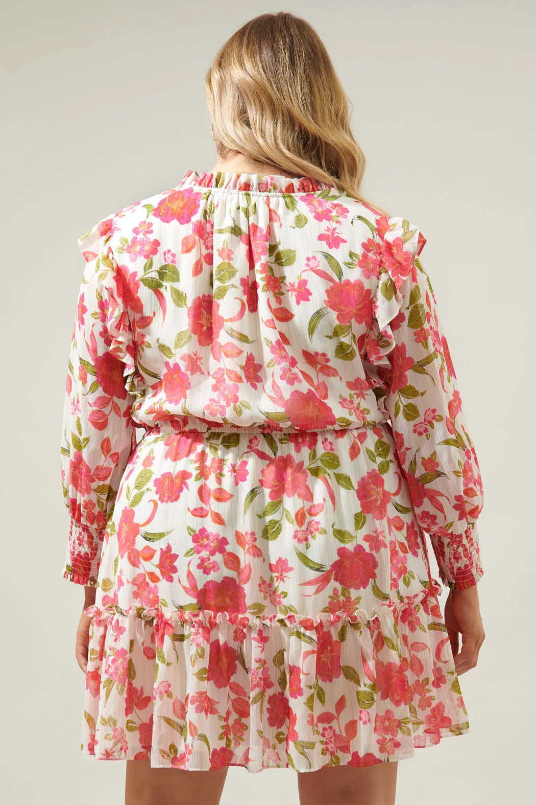 Belle Anse Floral Idra Ruffle Chiffon Dress Curve