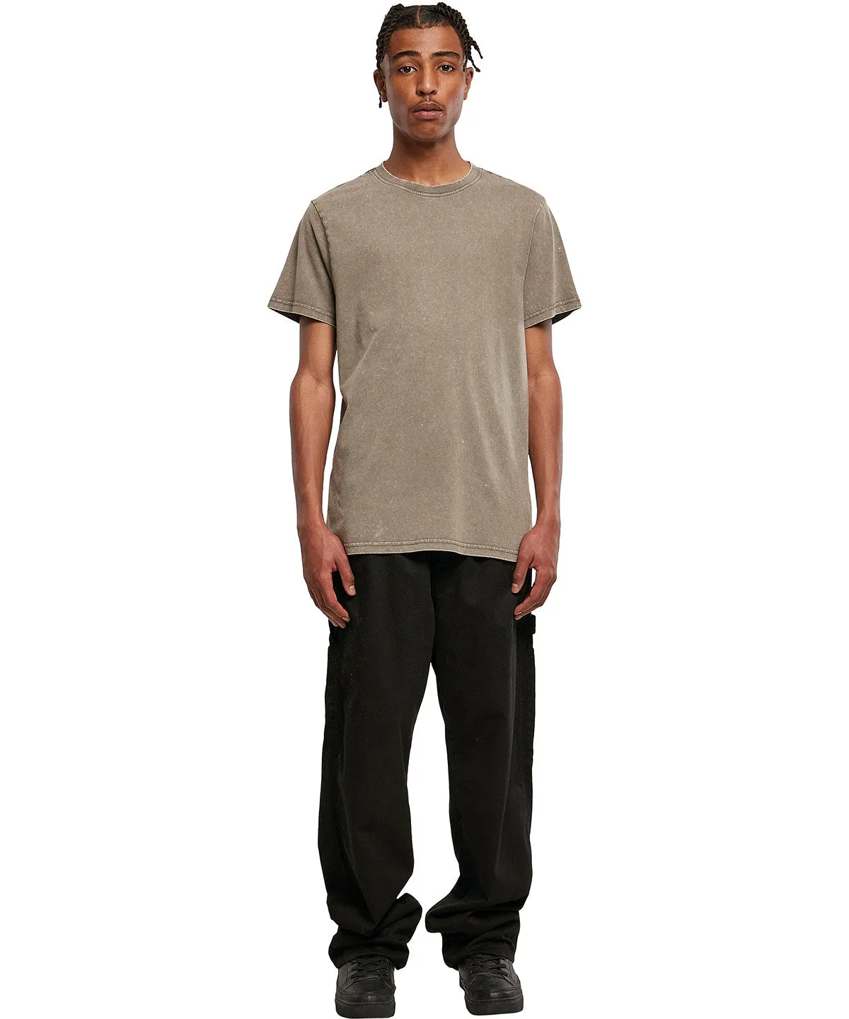 Black - Acid washed round neck tee