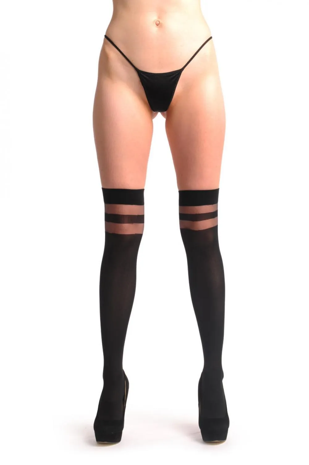 Black Opaque With Transparent Stripes Top