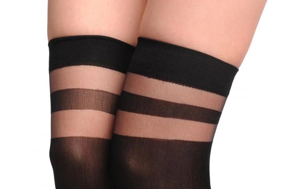 Black Opaque With Transparent Stripes Top