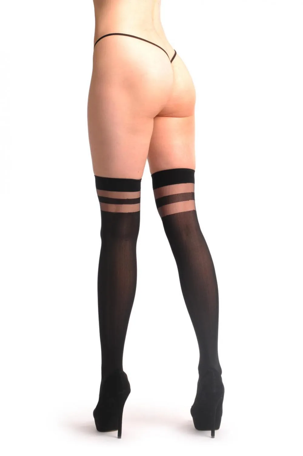 Black Opaque With Transparent Stripes Top
