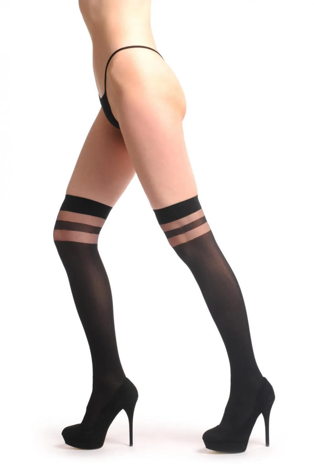 Black Opaque With Transparent Stripes Top