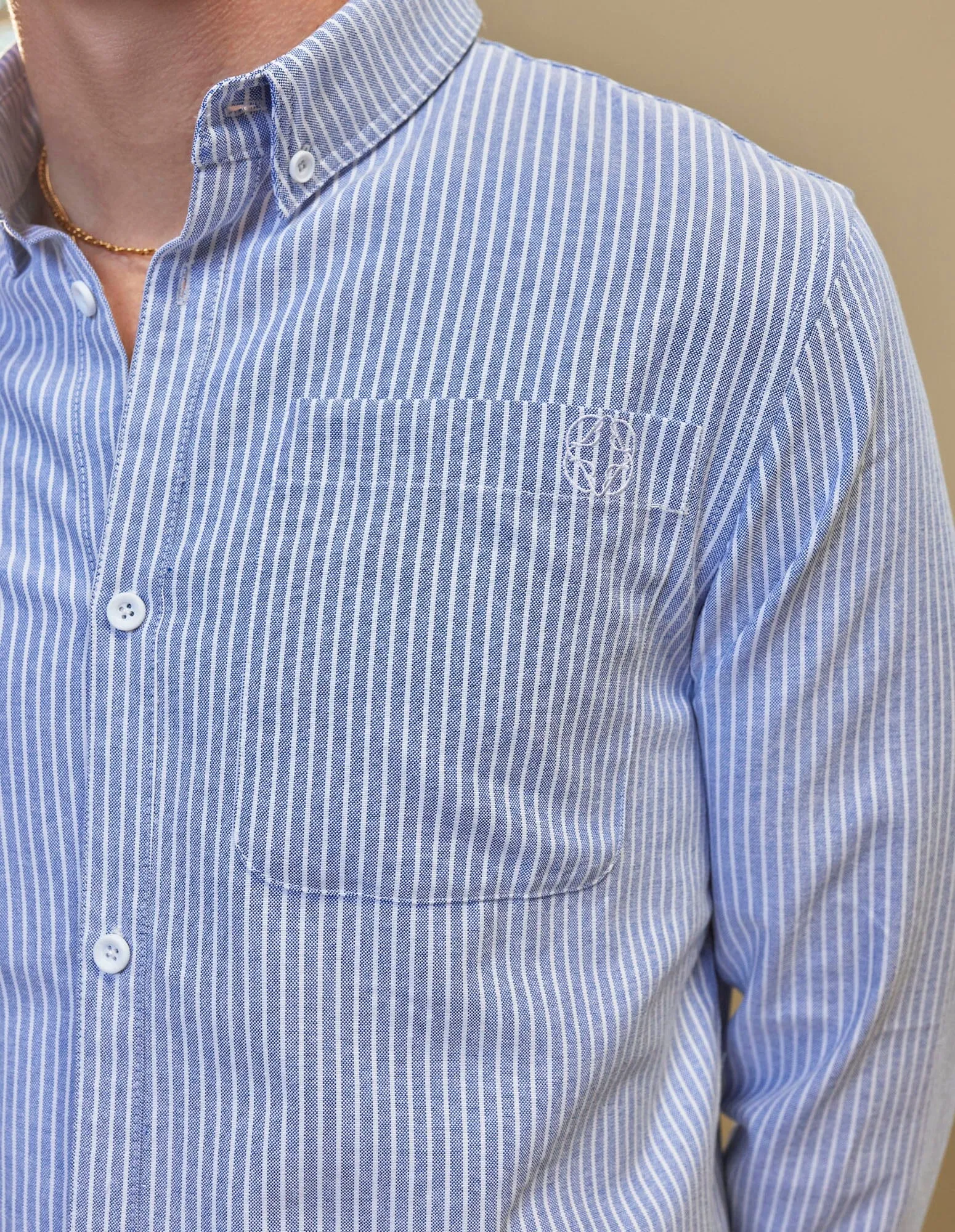 Blue/White L/S Striped Oxford Shirt