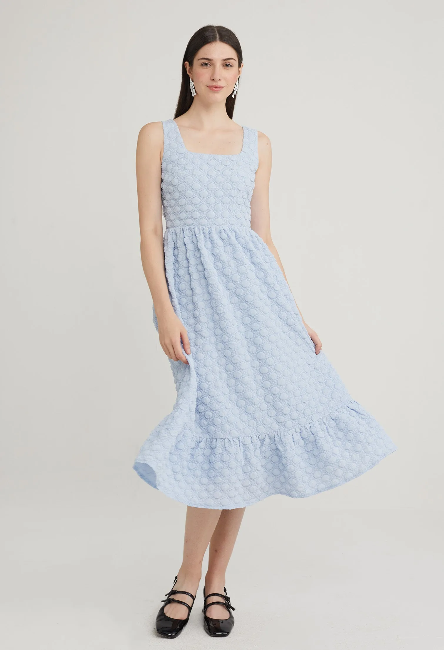 Bobble Drop Waist Midi Dress