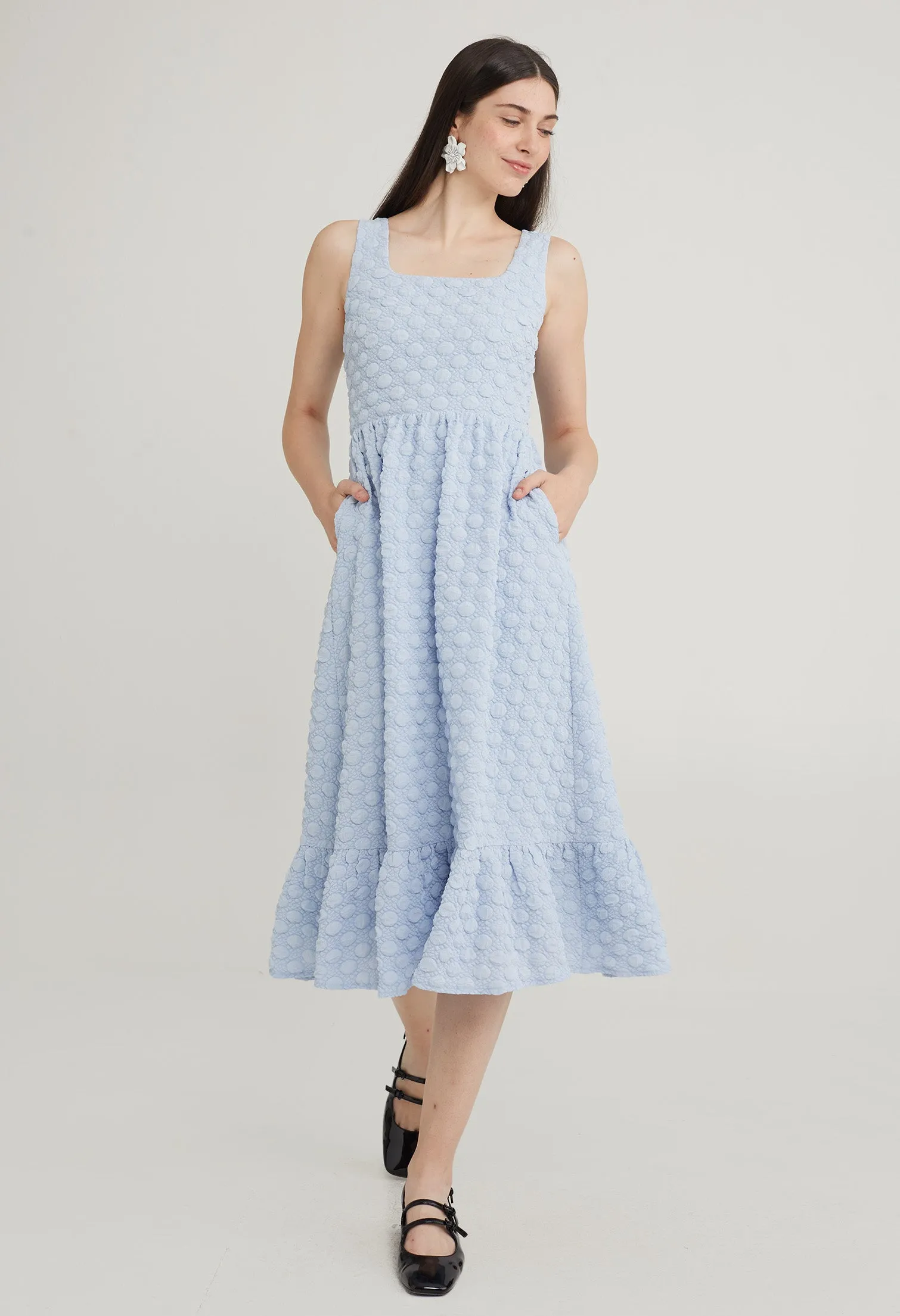 Bobble Drop Waist Midi Dress