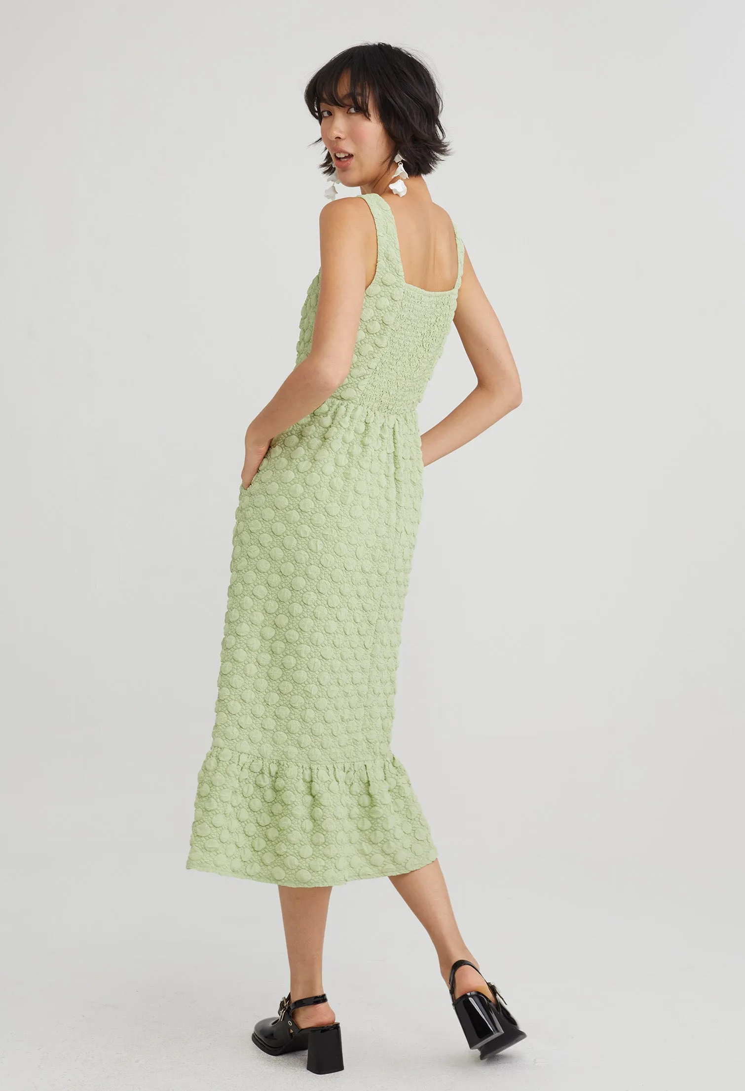 Bobble Drop Waist Midi Dress