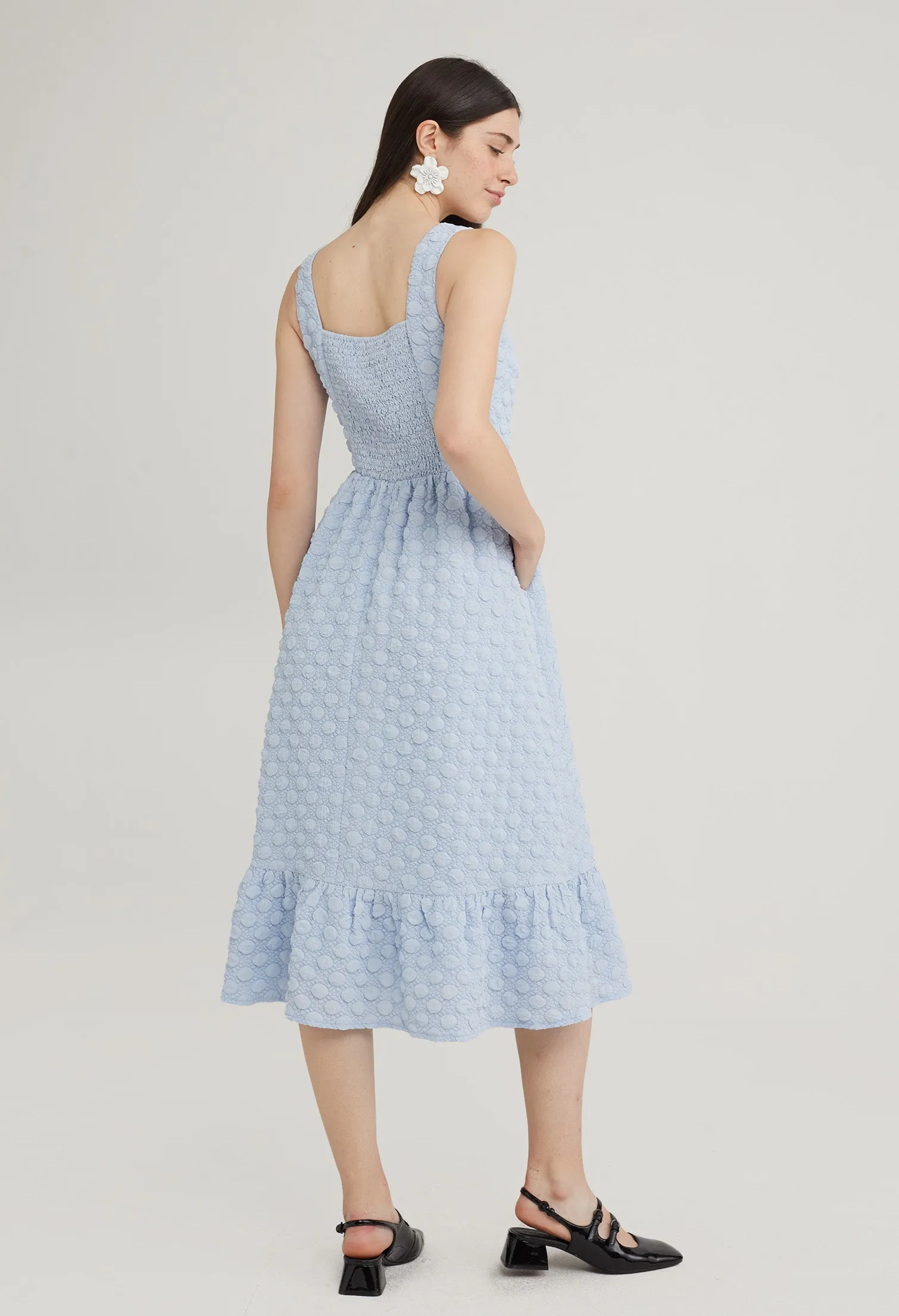 Bobble Drop Waist Midi Dress