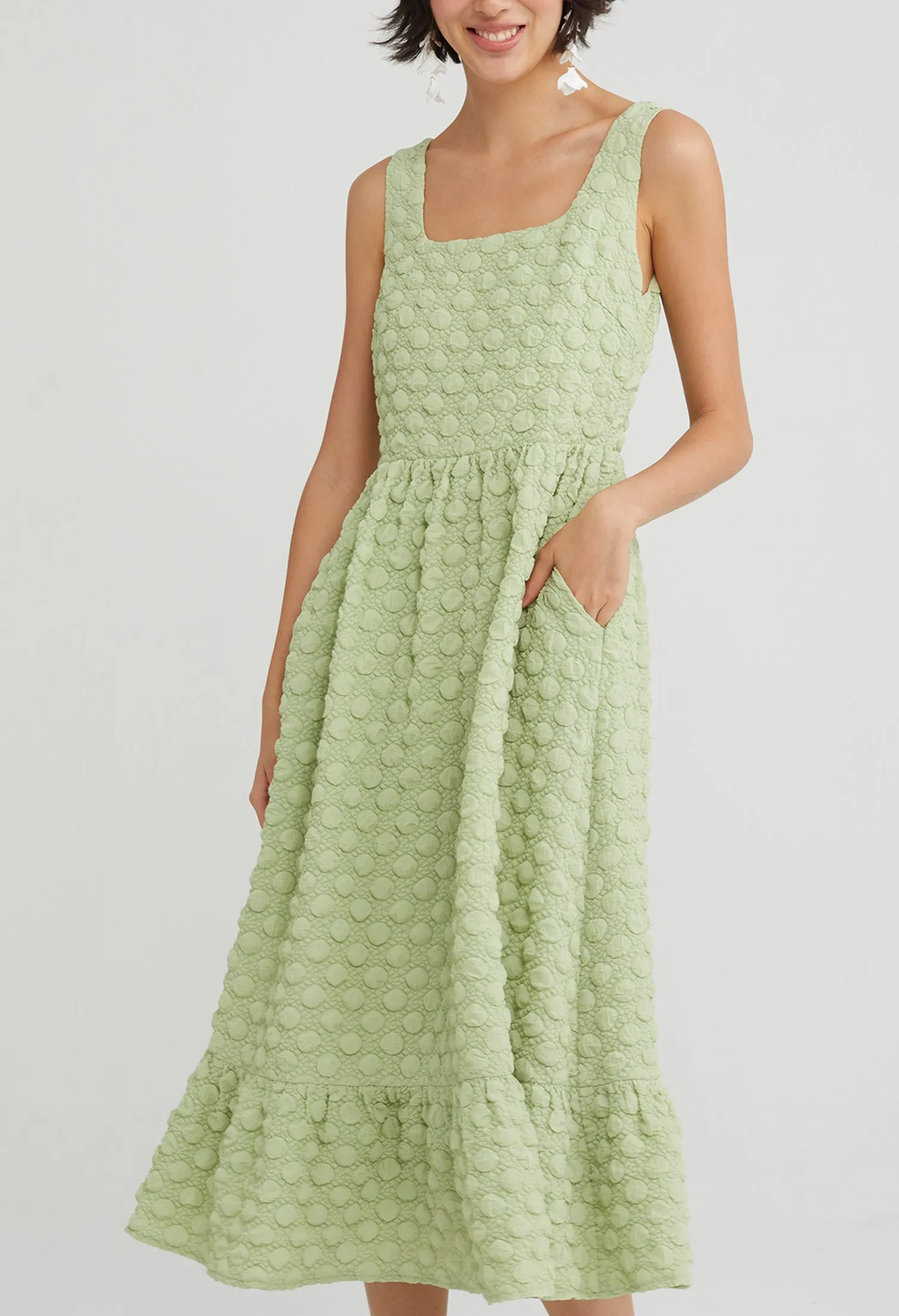 Bobble Drop Waist Midi Dress