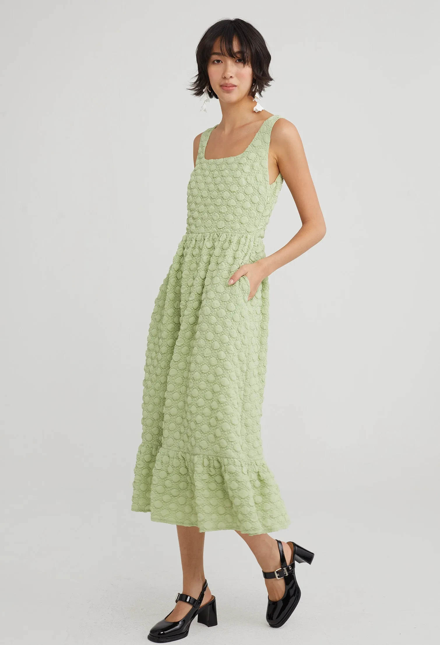 Bobble Drop Waist Midi Dress