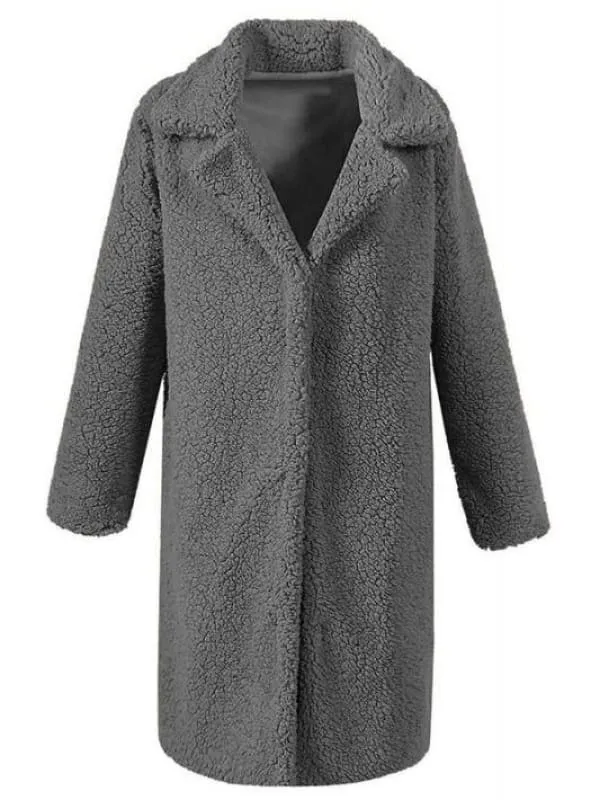 BrideLily Solid Colored Long Sleeve Faux Fur Coats
