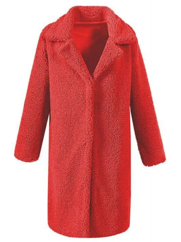 BrideLily Solid Colored Long Sleeve Faux Fur Coats