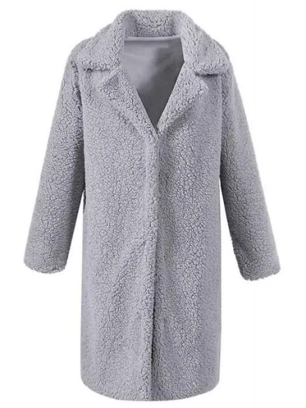 BrideLily Solid Colored Long Sleeve Faux Fur Coats