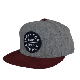 Brixton - Oath III Men's Snapback, Heather Grey/Cardinal