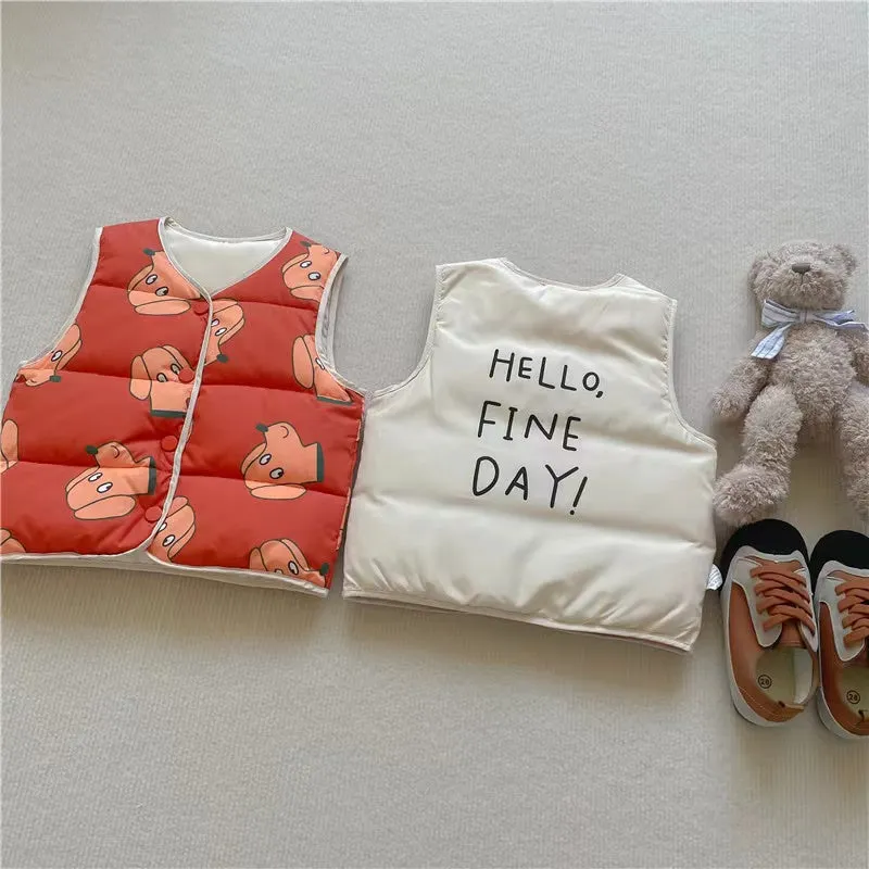 Cartoon Reversible Down Vest