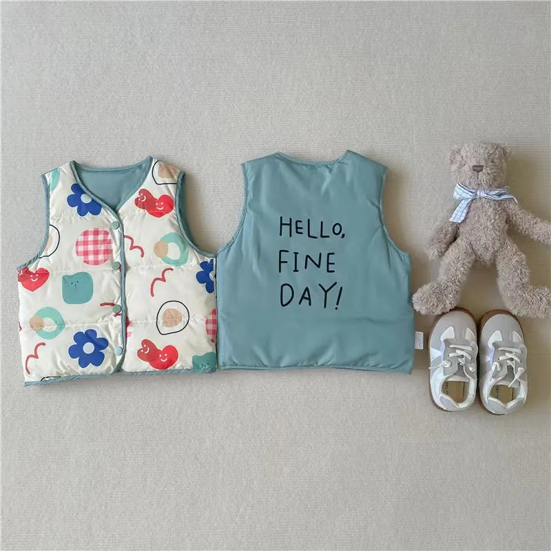 Cartoon Reversible Down Vest