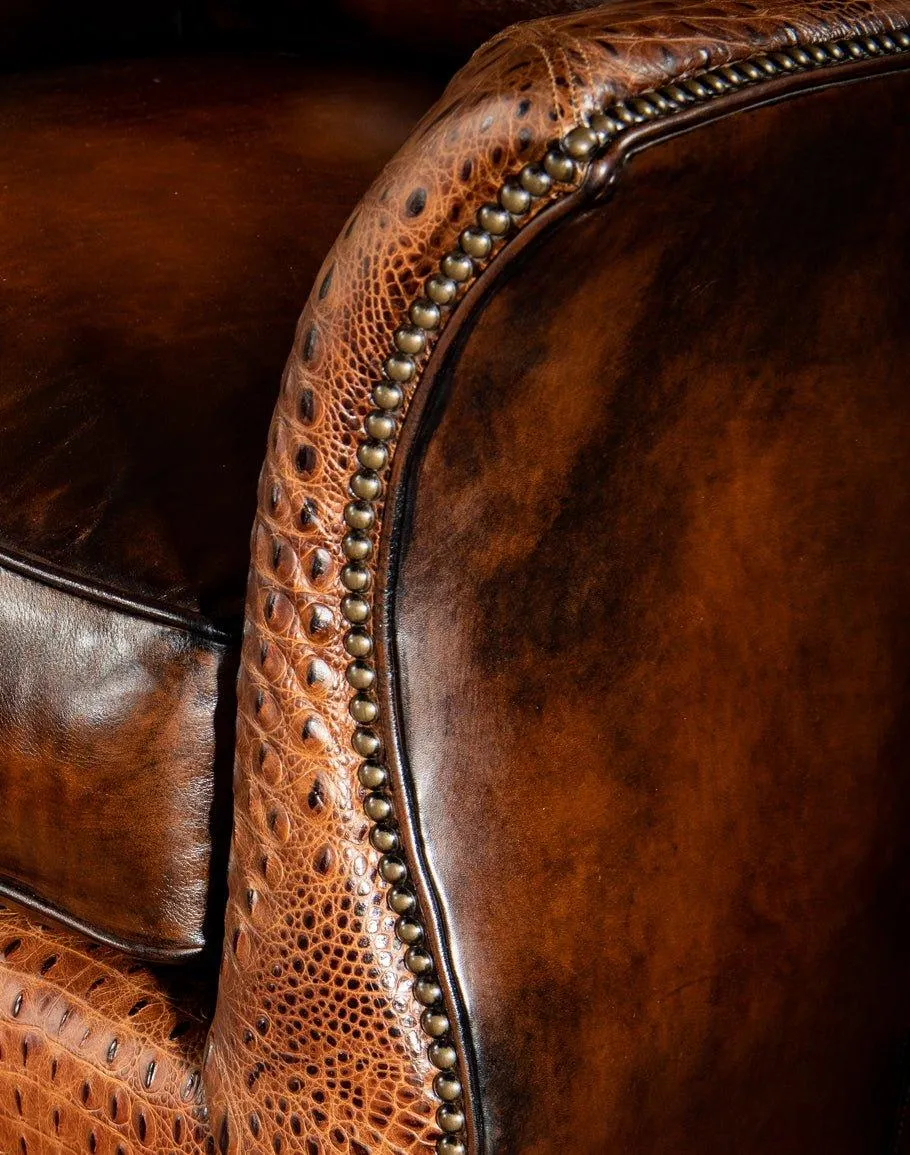 Cassiday Mocha Leather Swivel Glider