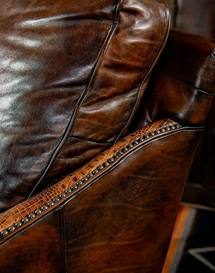 Cassiday Mocha Leather Swivel Glider