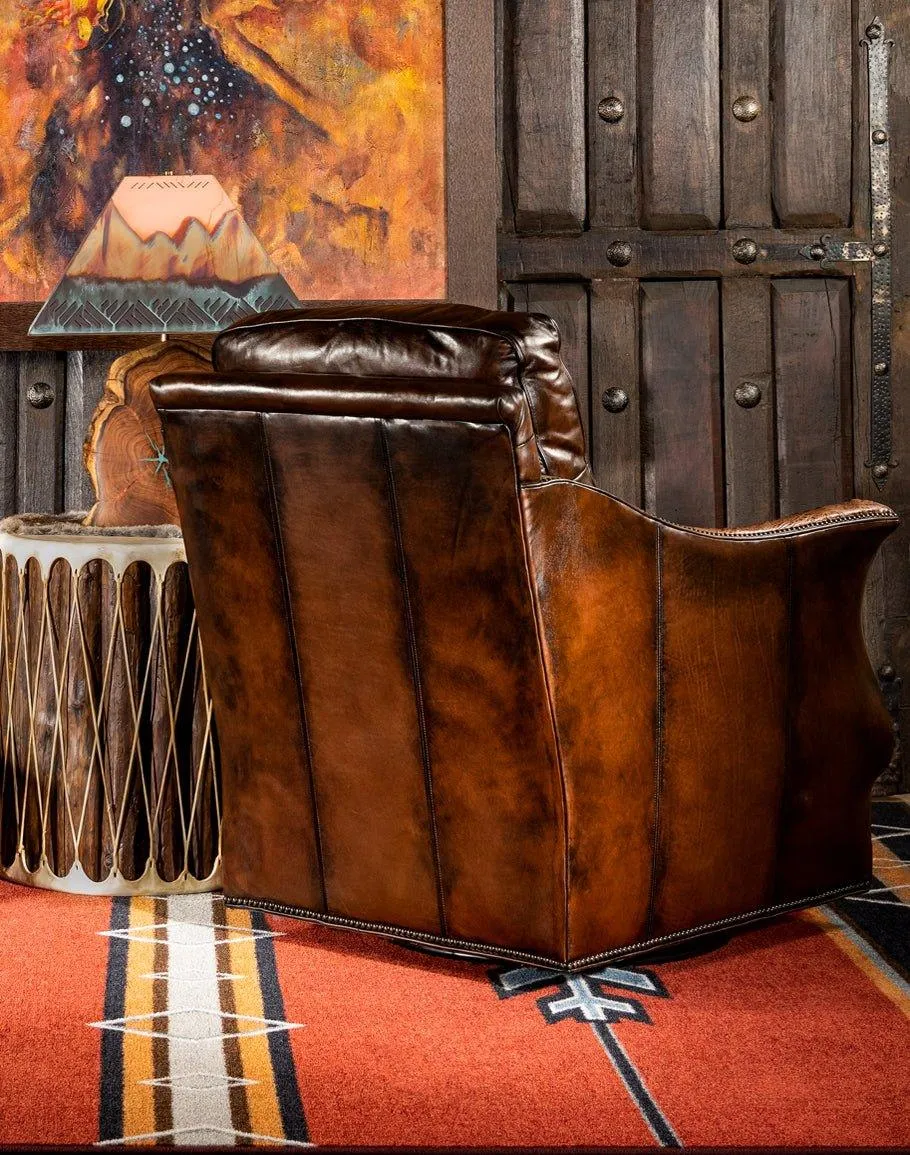 Cassiday Mocha Leather Swivel Glider