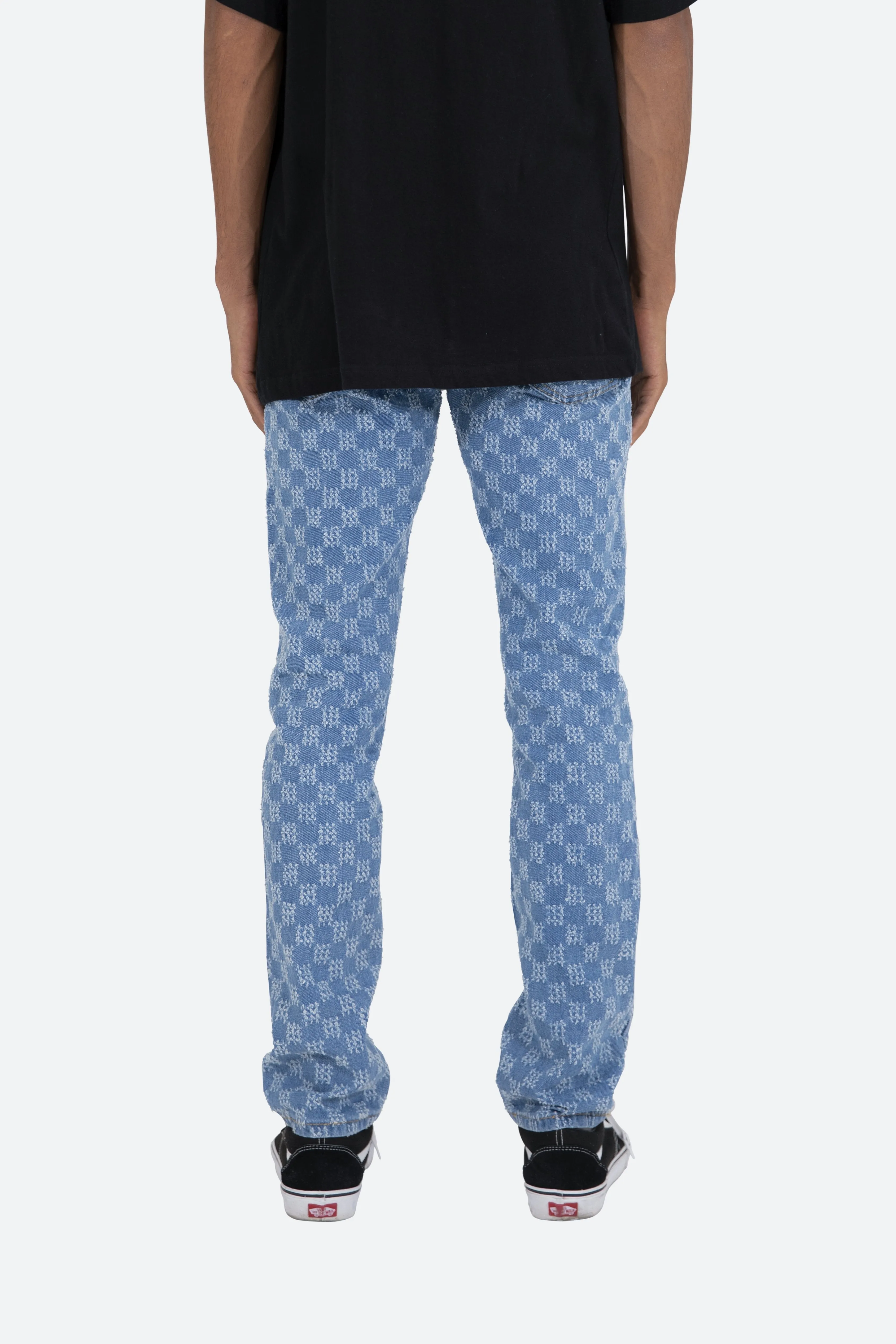 D407 Checker Straight Denim - Blue