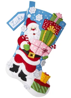 DIY Bucilla Santas Gifts Galore Shopping Christmas Felt Stocking Kit