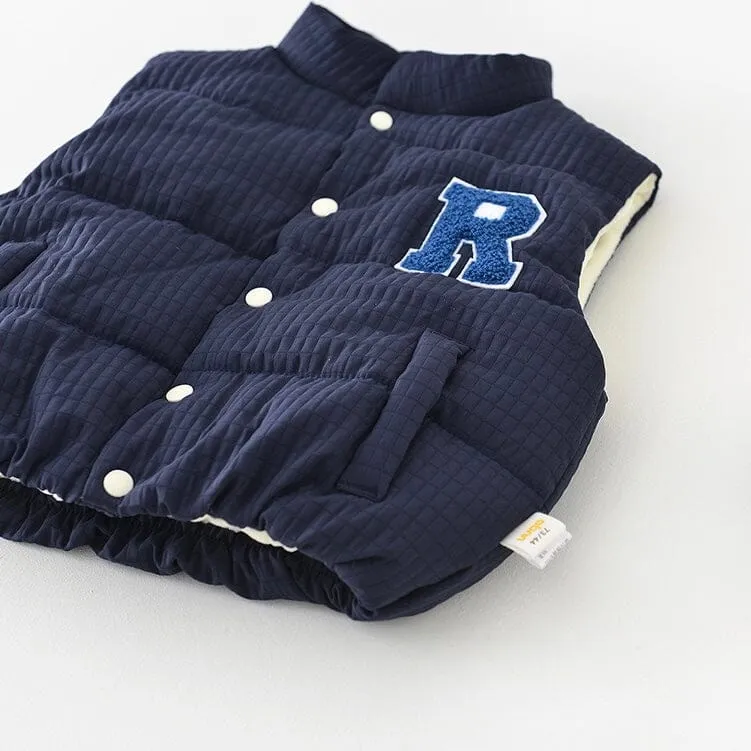 Embroidered Letter Quilted Thickened Baby Winter Vest