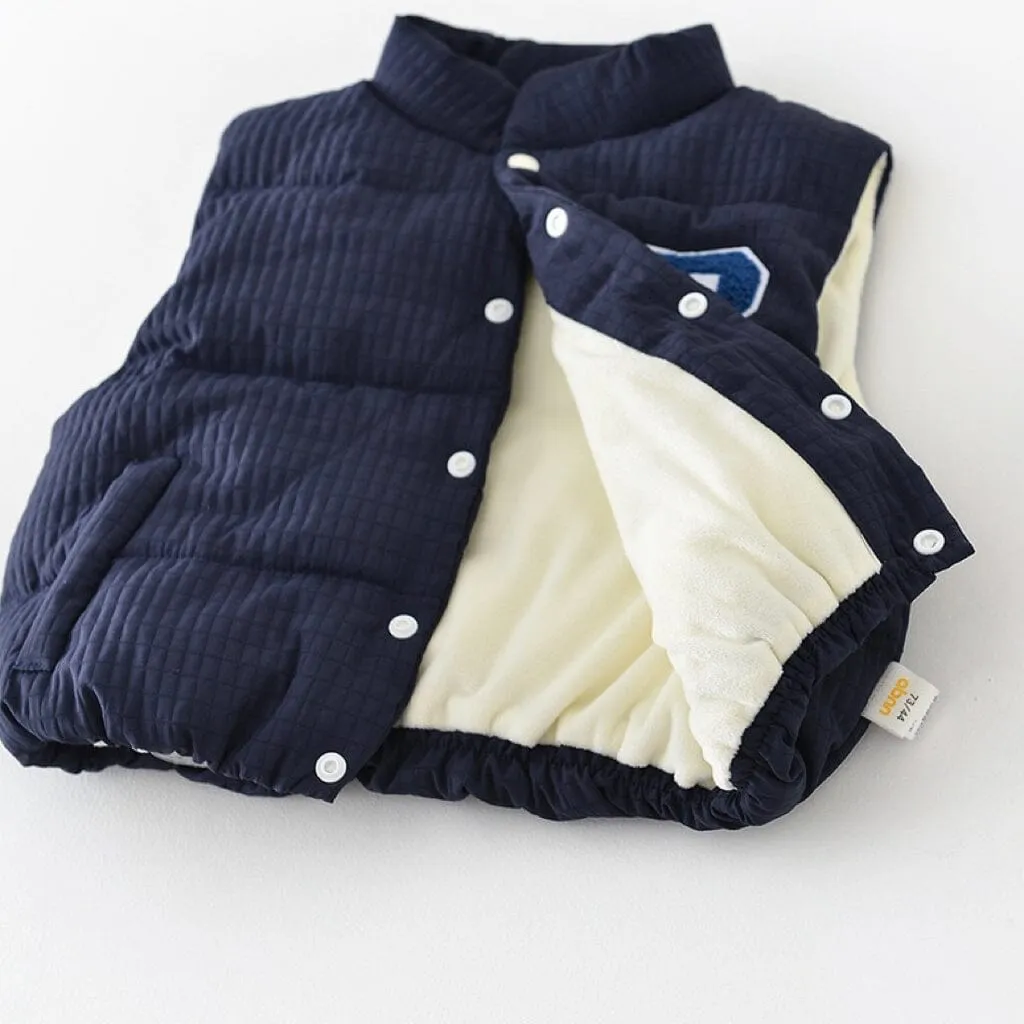 Embroidered Letter Quilted Thickened Baby Winter Vest
