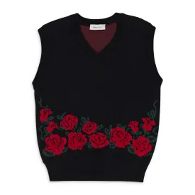 FLORAL BLACK SWEATER VESTS