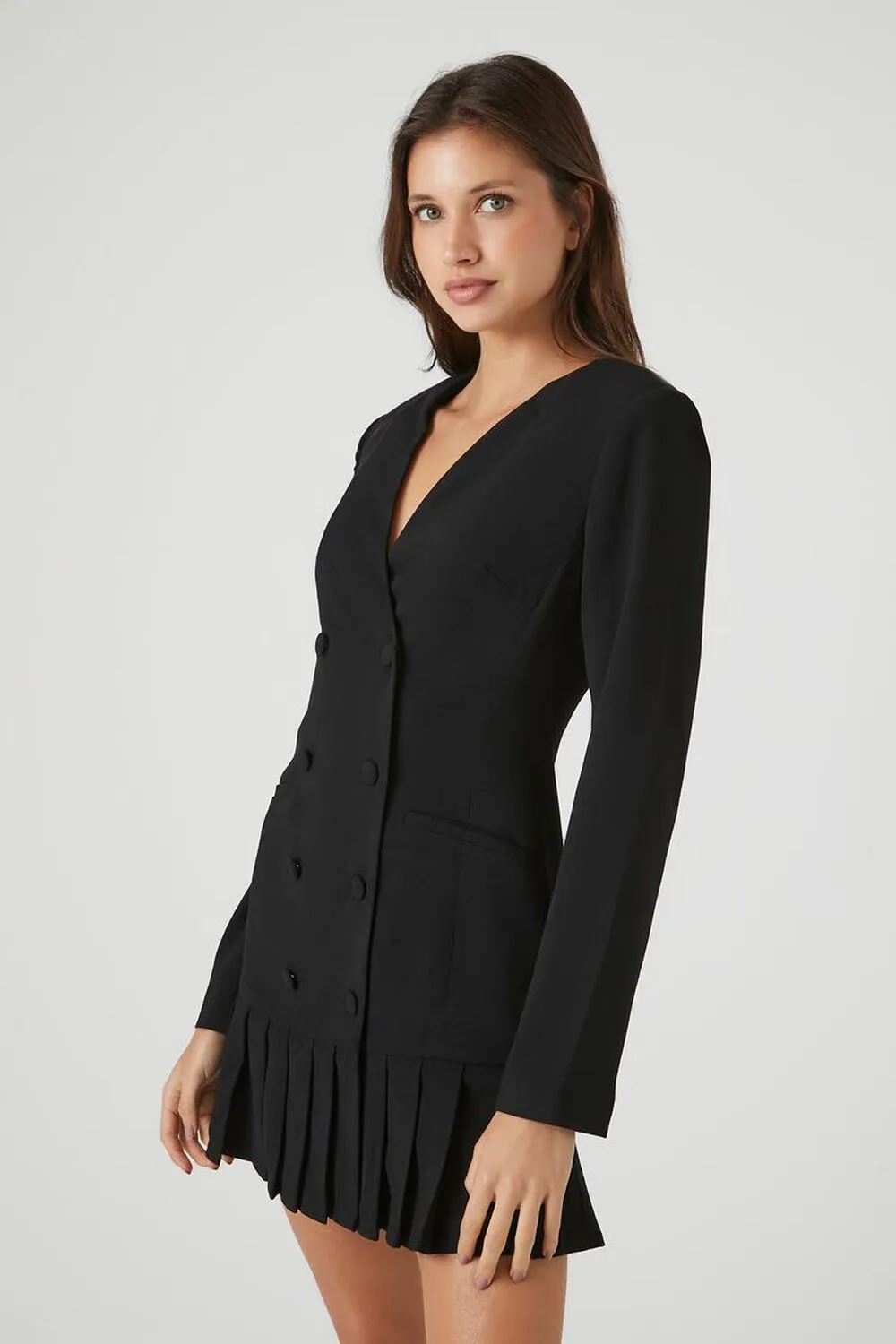 Forever 21 Double Breasted Mini Blazer Dress, Black