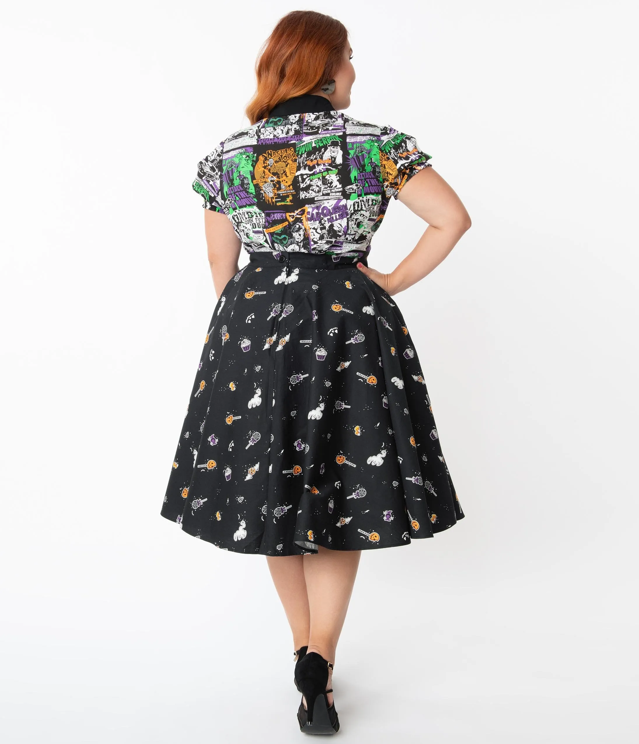 Hell Bunny Plus Size 1950s Trick Or Treat Swing Skirt