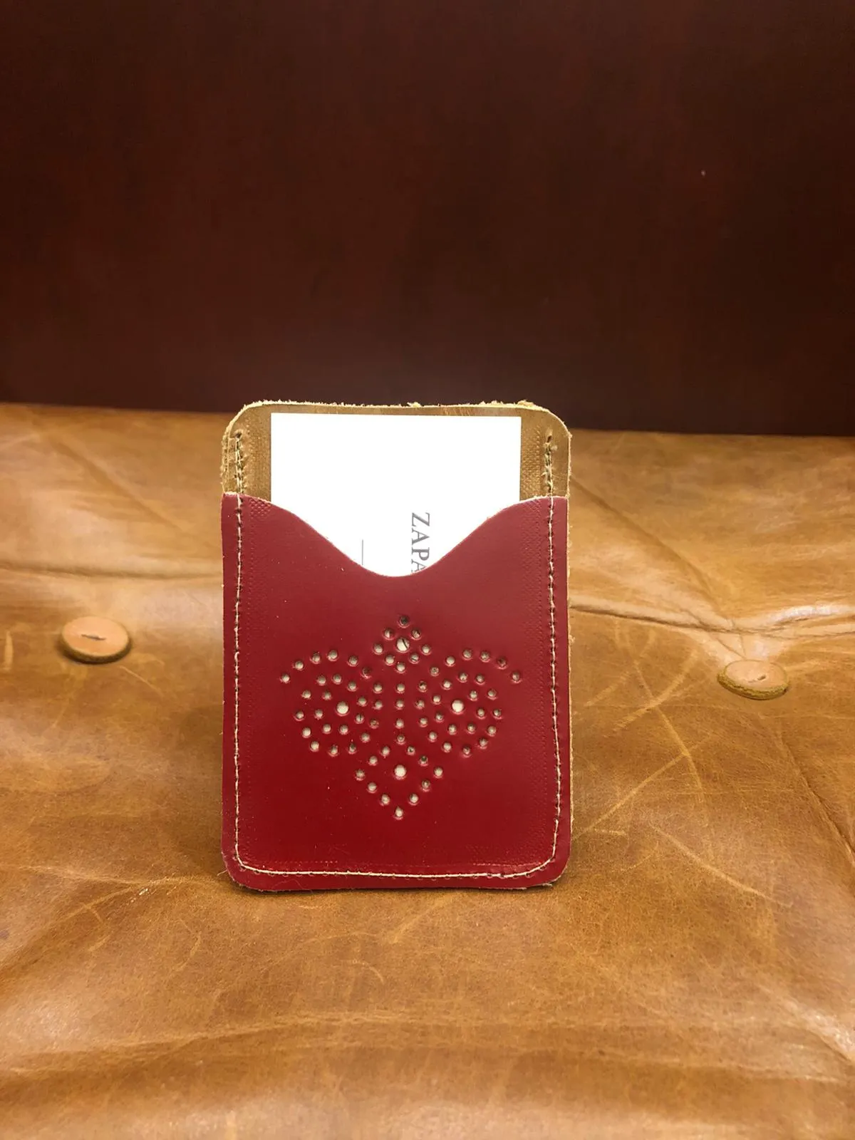 Leather Wallet Mahogany with brogue