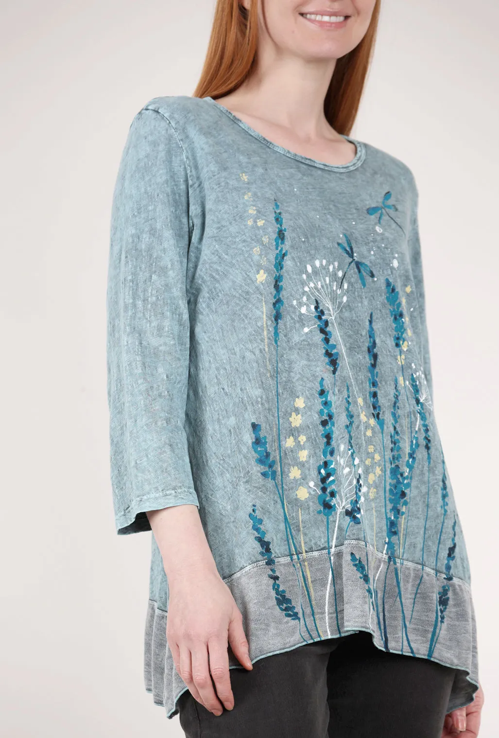 Lina Contrast Trim Top, Teal