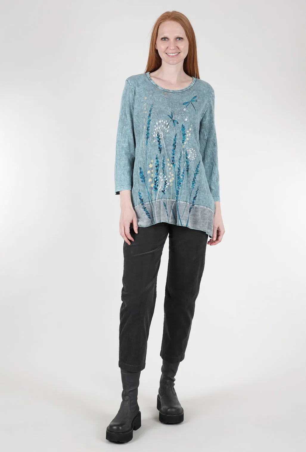 Lina Contrast Trim Top, Teal