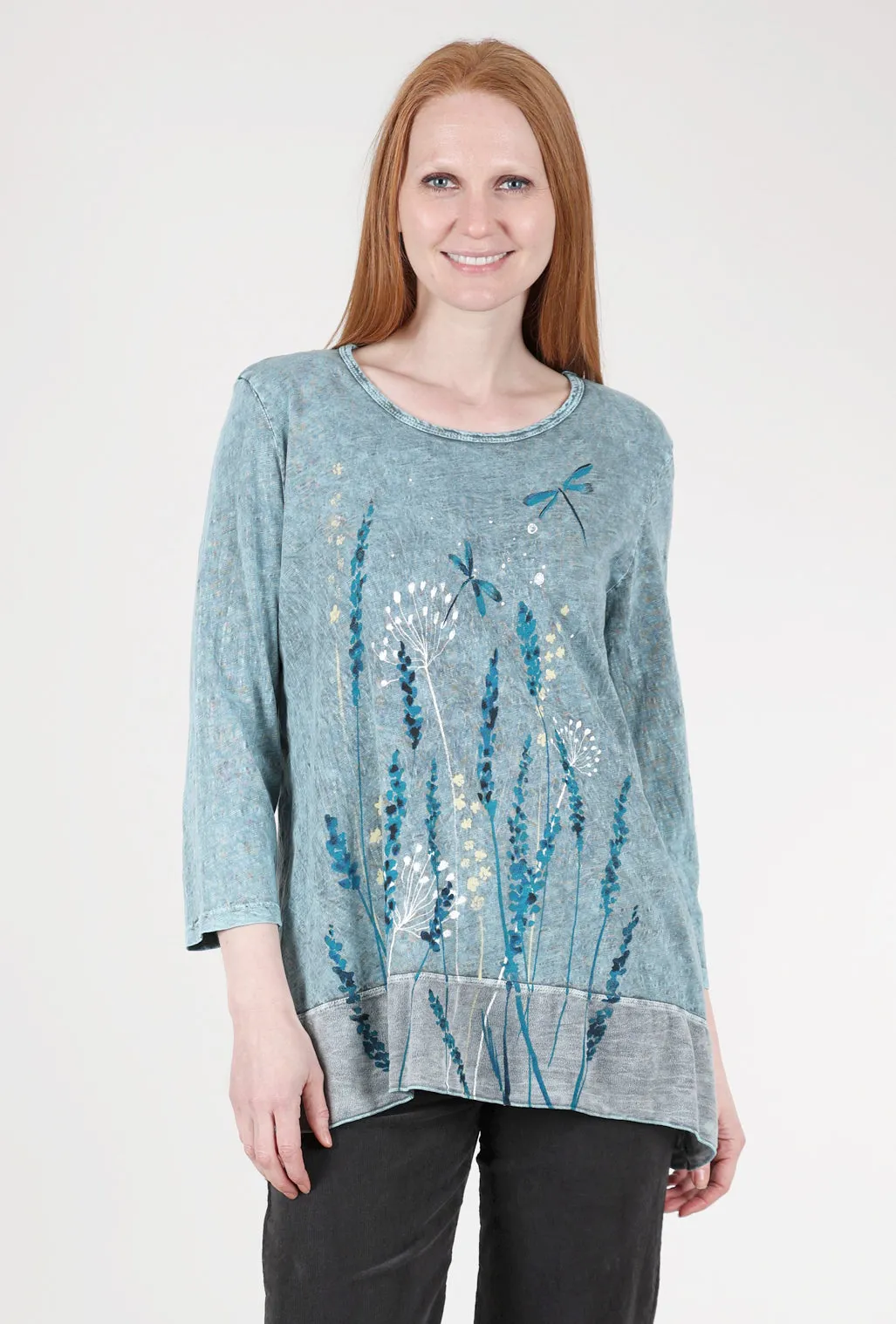 Lina Contrast Trim Top, Teal