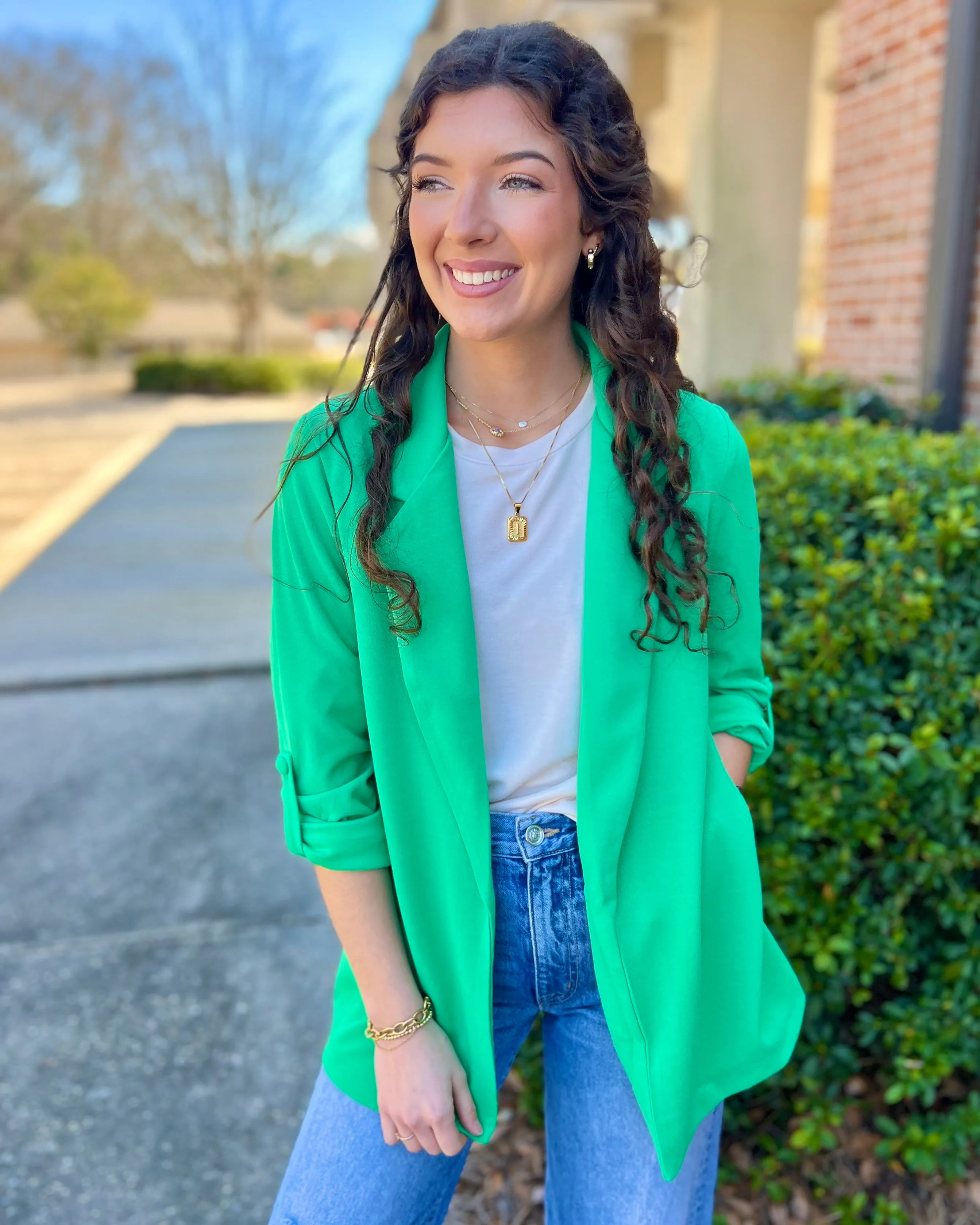 Love You More Kelly Green  Boyfriend Fit Blazer Jacket