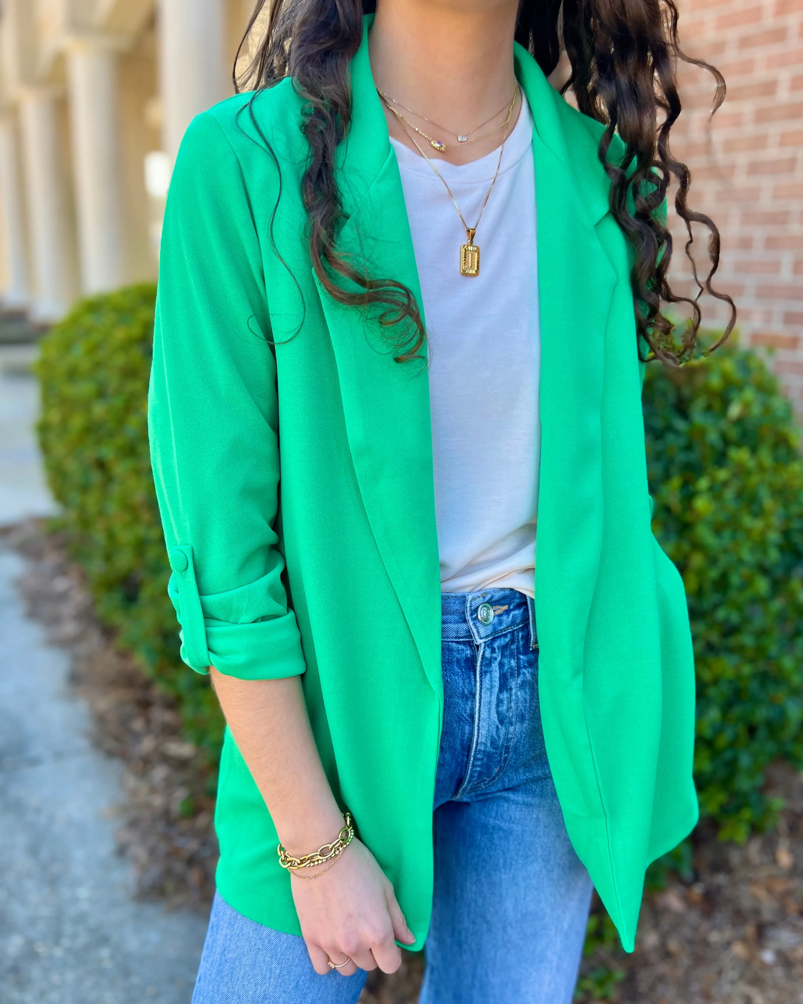 Love You More Kelly Green  Boyfriend Fit Blazer Jacket