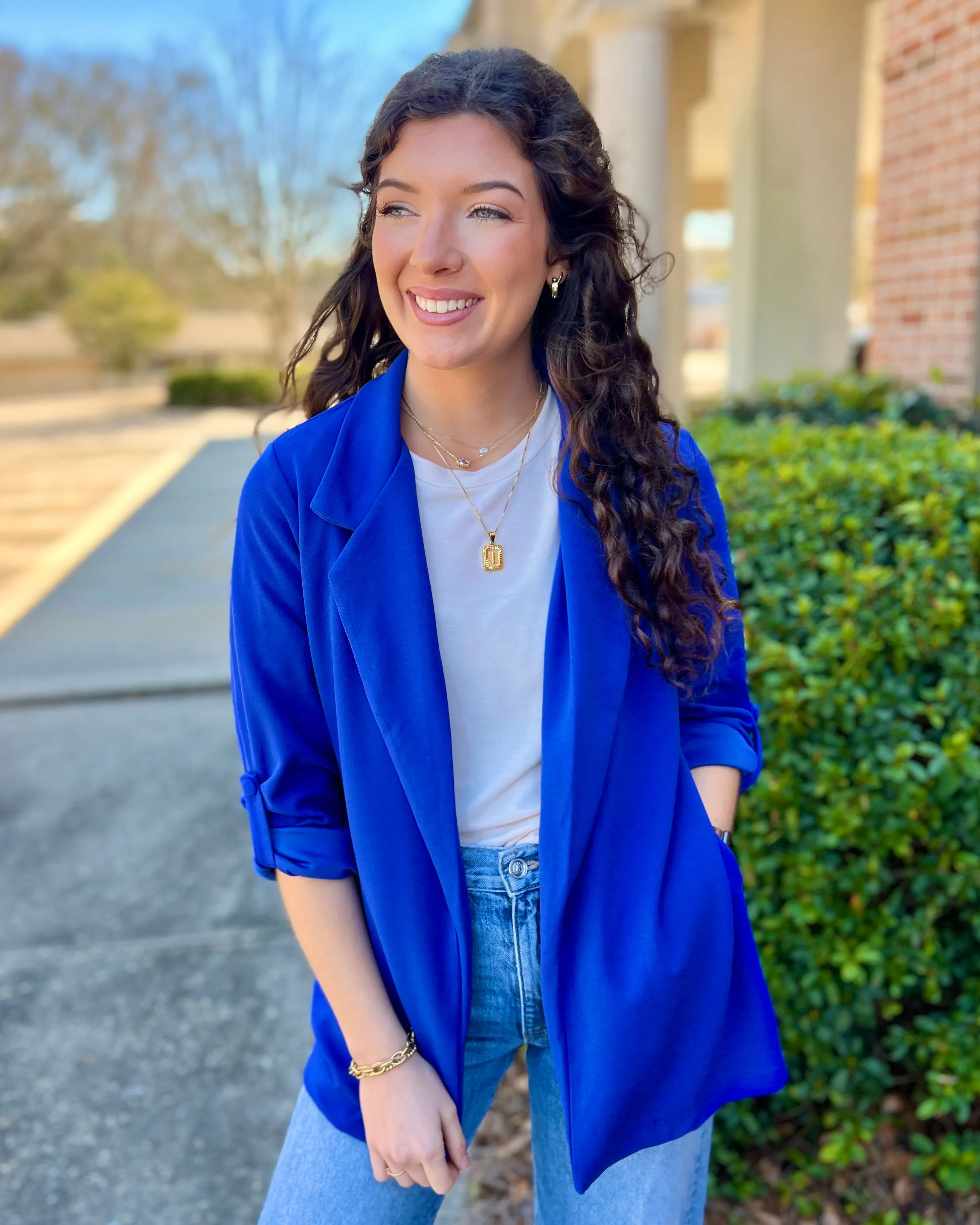 Love You More Royal Blue Boyfriend Fit Blazer Jacket