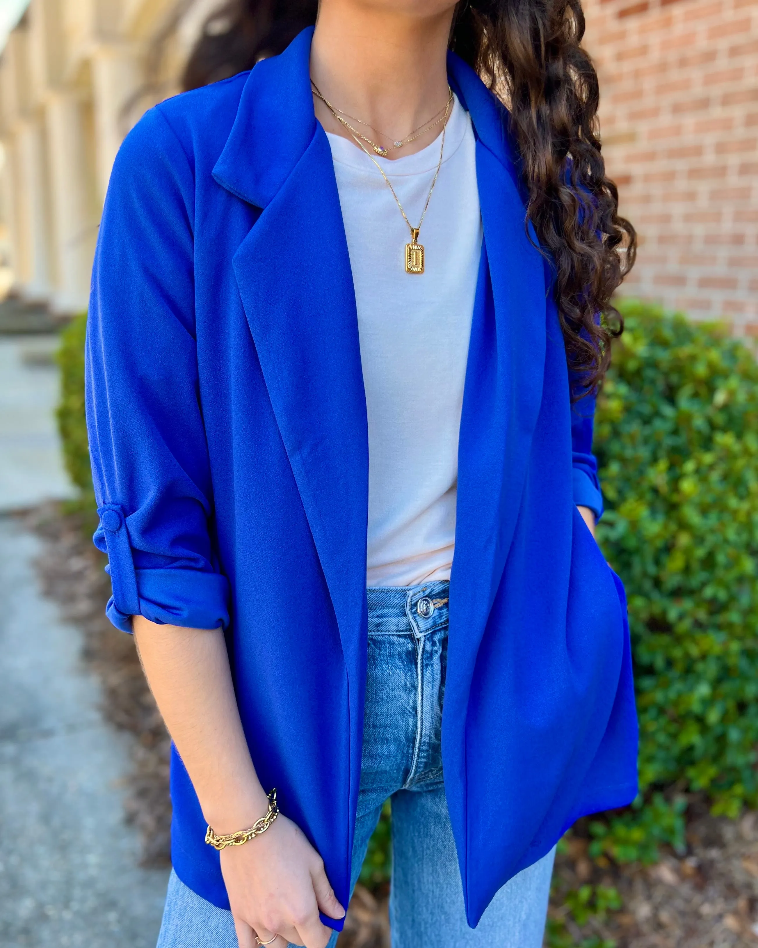 Love You More Royal Blue Boyfriend Fit Blazer Jacket