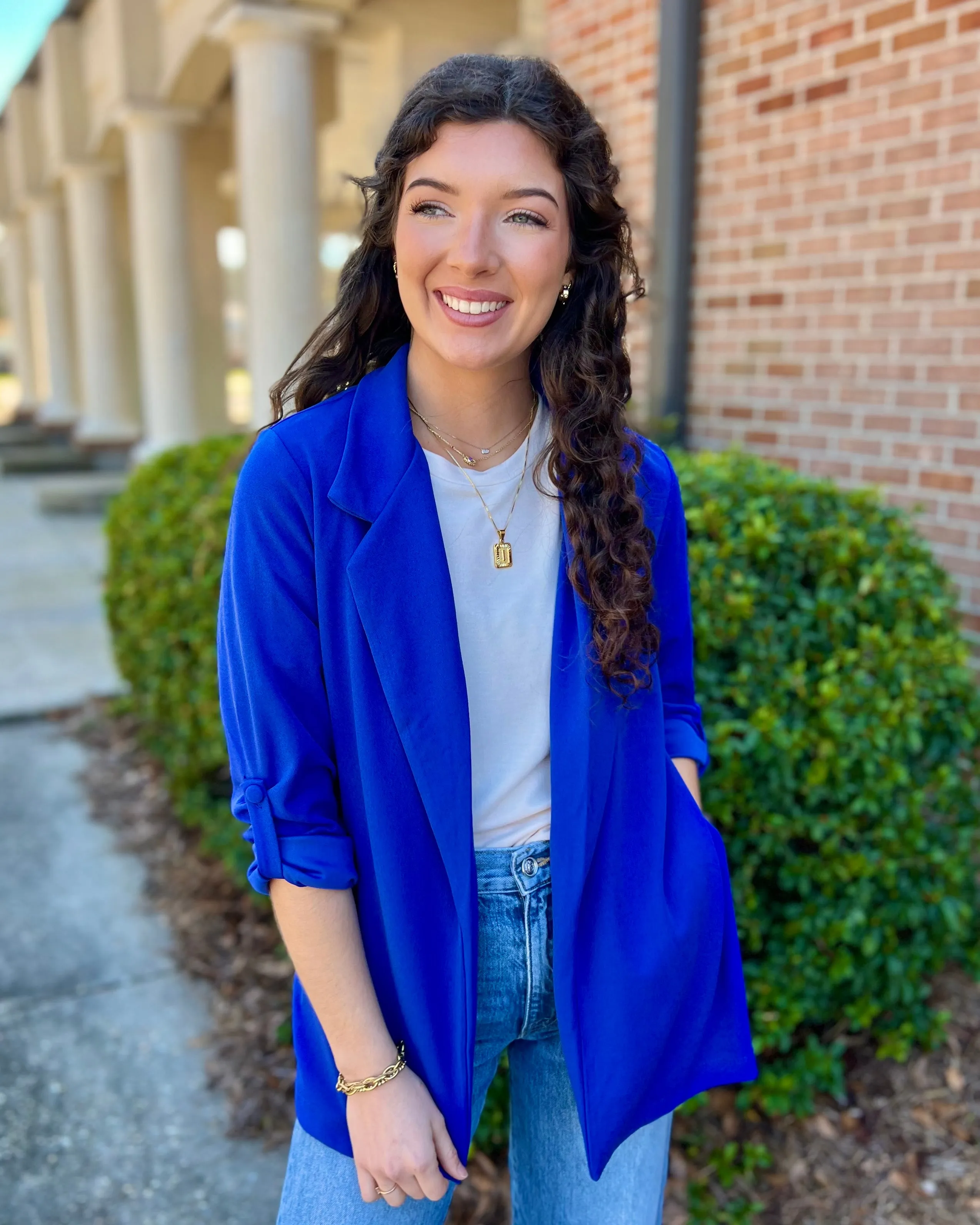 Love You More Royal Blue Boyfriend Fit Blazer Jacket