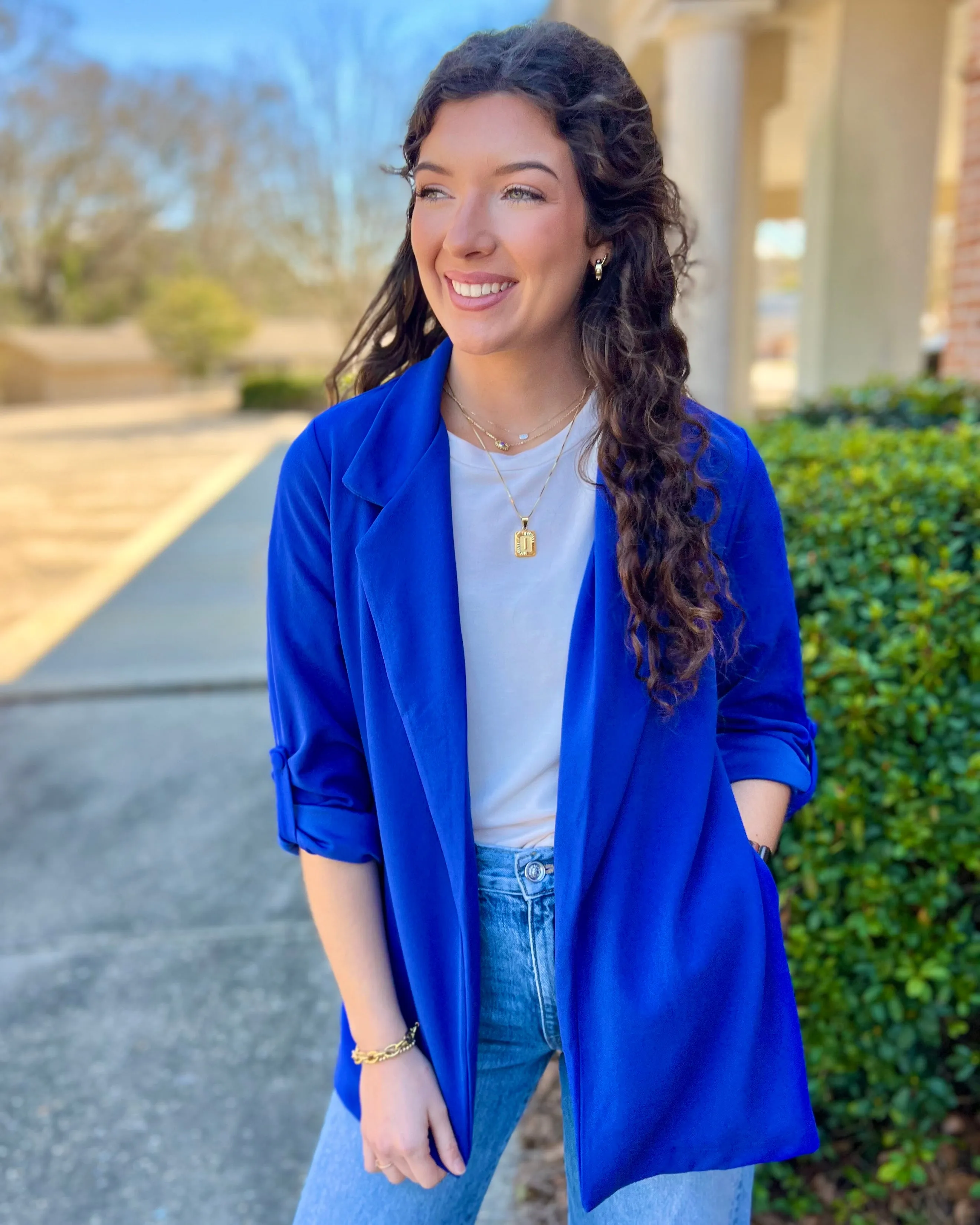 Love You More Royal Blue Boyfriend Fit Blazer Jacket