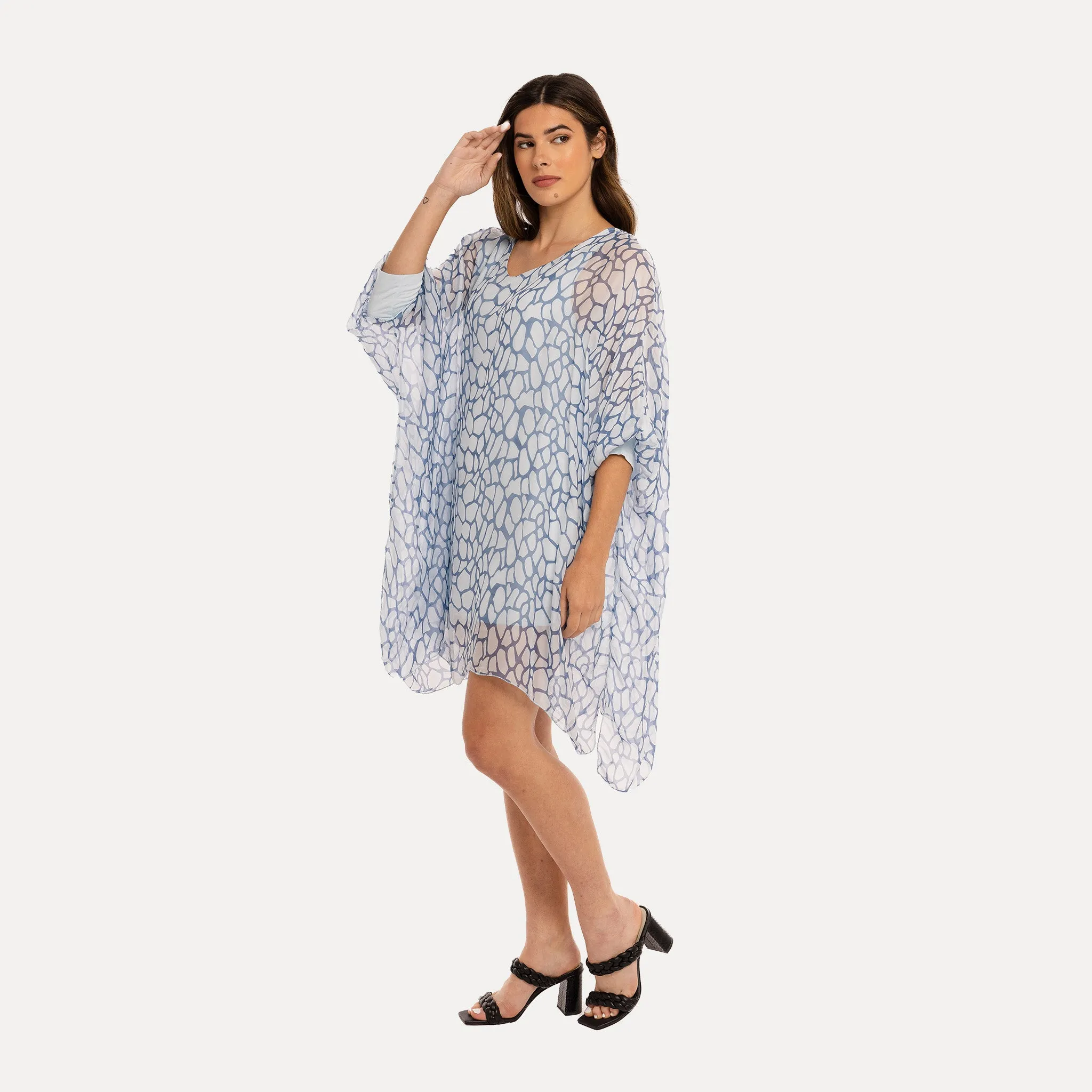 M Made in Italy  Women's Woven and Knitted Long Sleeve Tunic