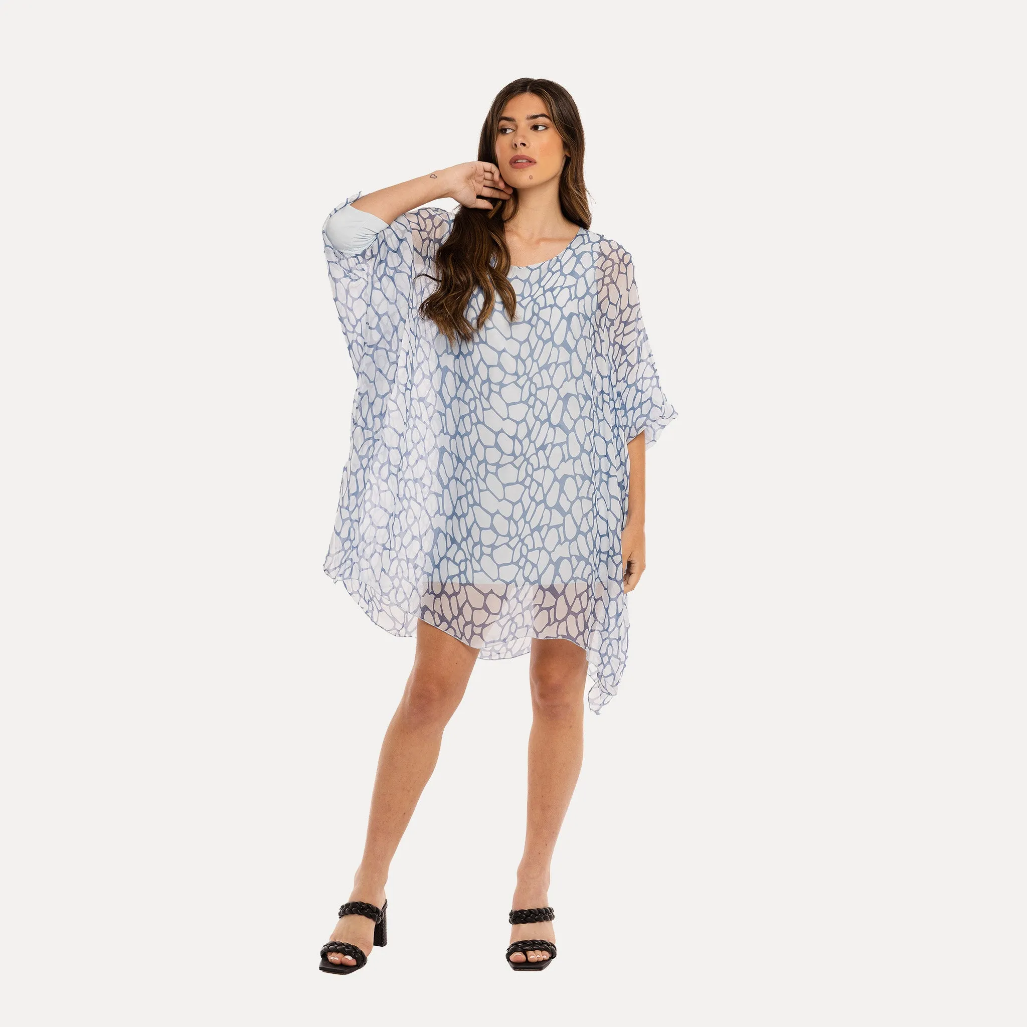 M Made in Italy  Women's Woven and Knitted Long Sleeve Tunic