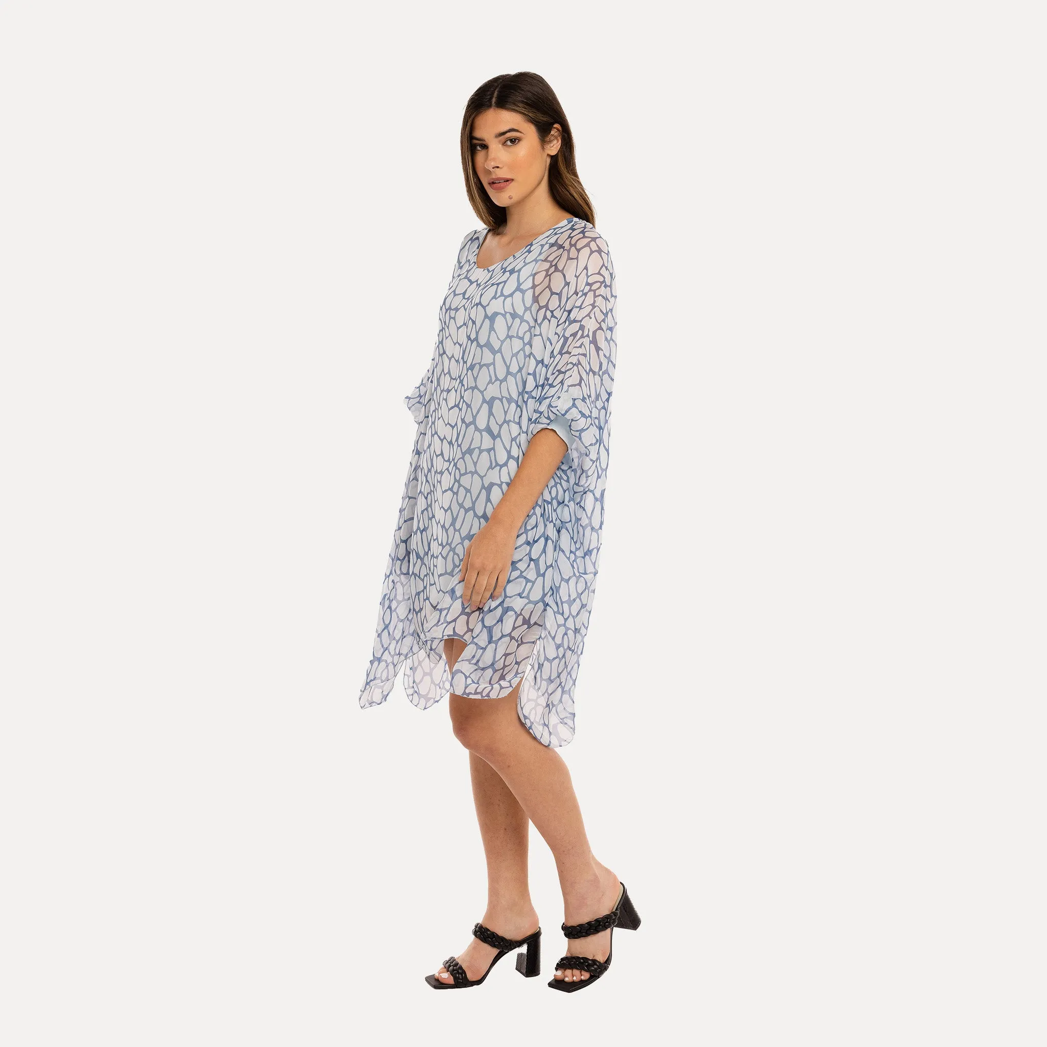 M Made in Italy  Women's Woven and Knitted Long Sleeve Tunic