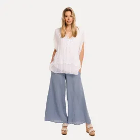 M Made in Italy  Women's Woven and Knitted Short Sleeve Tunic