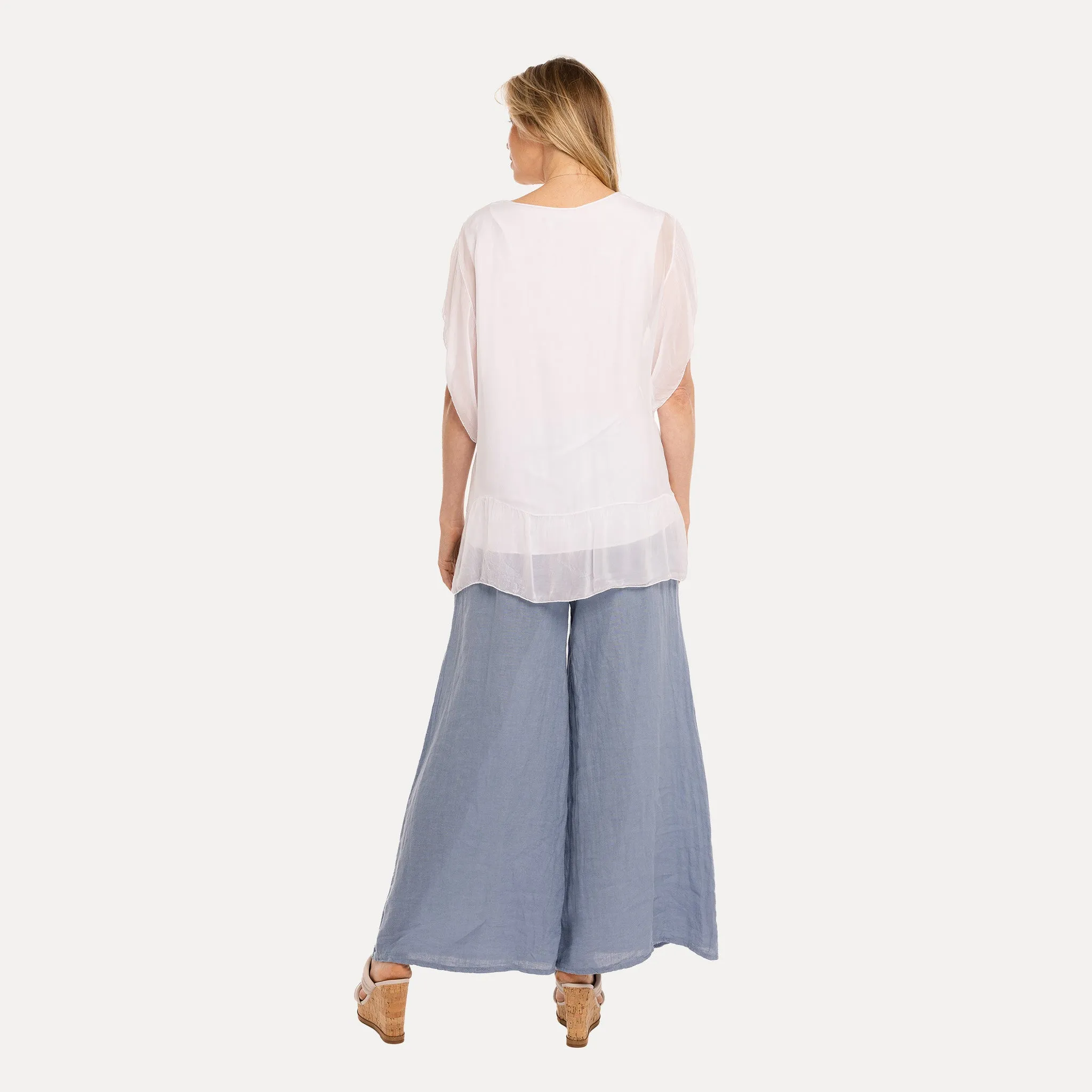M Made in Italy  Women's Woven and Knitted Short Sleeve Tunic
